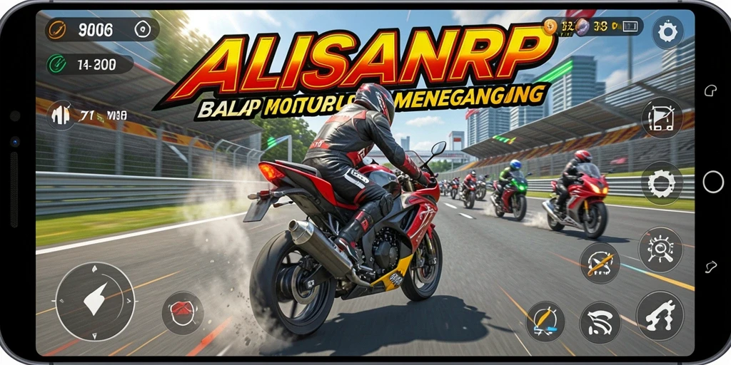 Antarmuka balap motor yang menarik dan dinamis di ALISANRP.