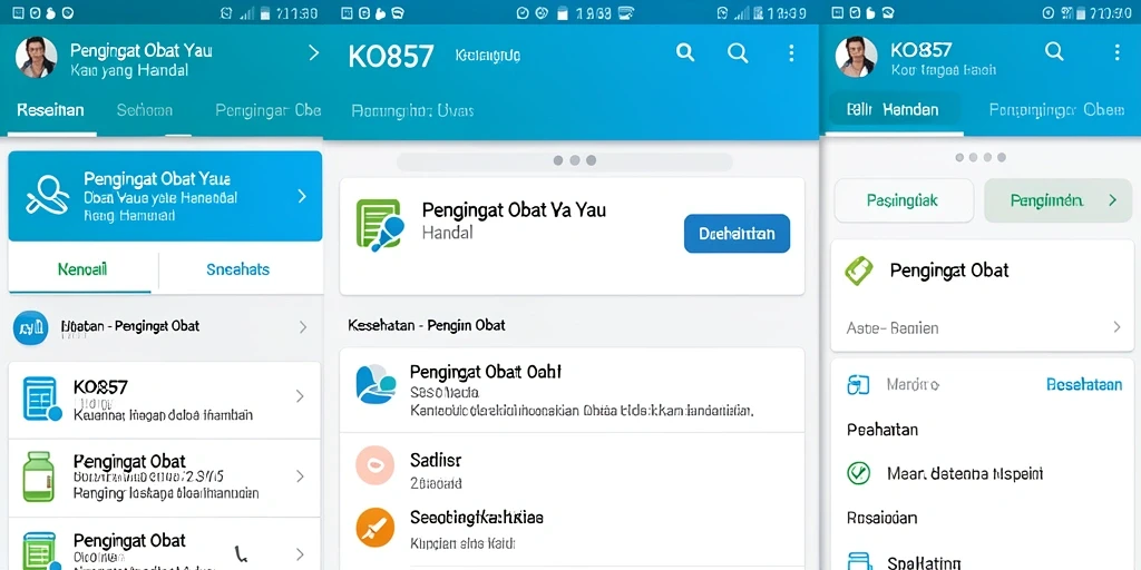 Tampilan antarmuka KO857 yang jelas dan mudah digunakan untuk pengingat obat.