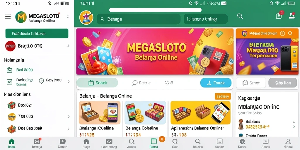 Antarmuka MEGASLOTO yang menarik dan fungsional untuk belanja online.