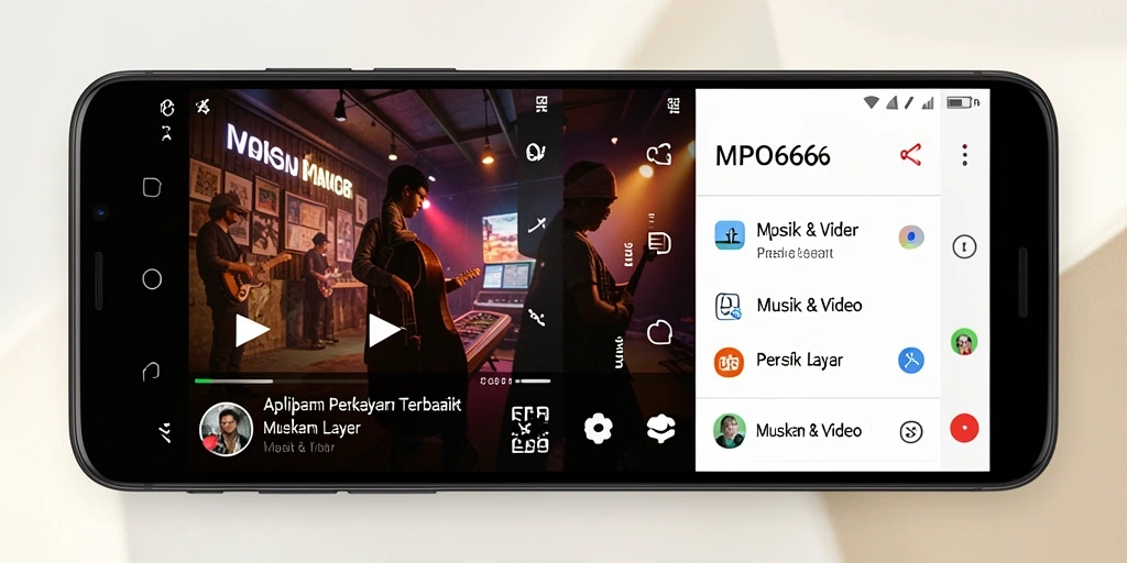 Tampilan antarmuka MPO666 saat merekam layar dengan fitur Musik & Video.