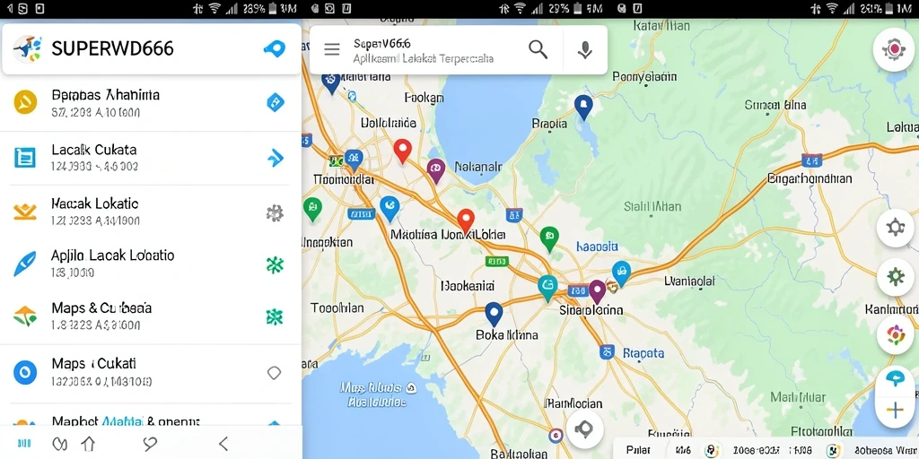 Antarmuka pengguna SUPERWD666 menampilkan peta lokasi secara real-time.