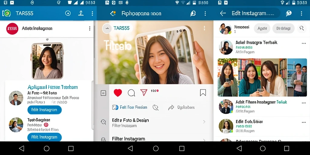 Tampilan antarmuka pengguna TAR555 dengan berbagai pilihan filter Instagram.